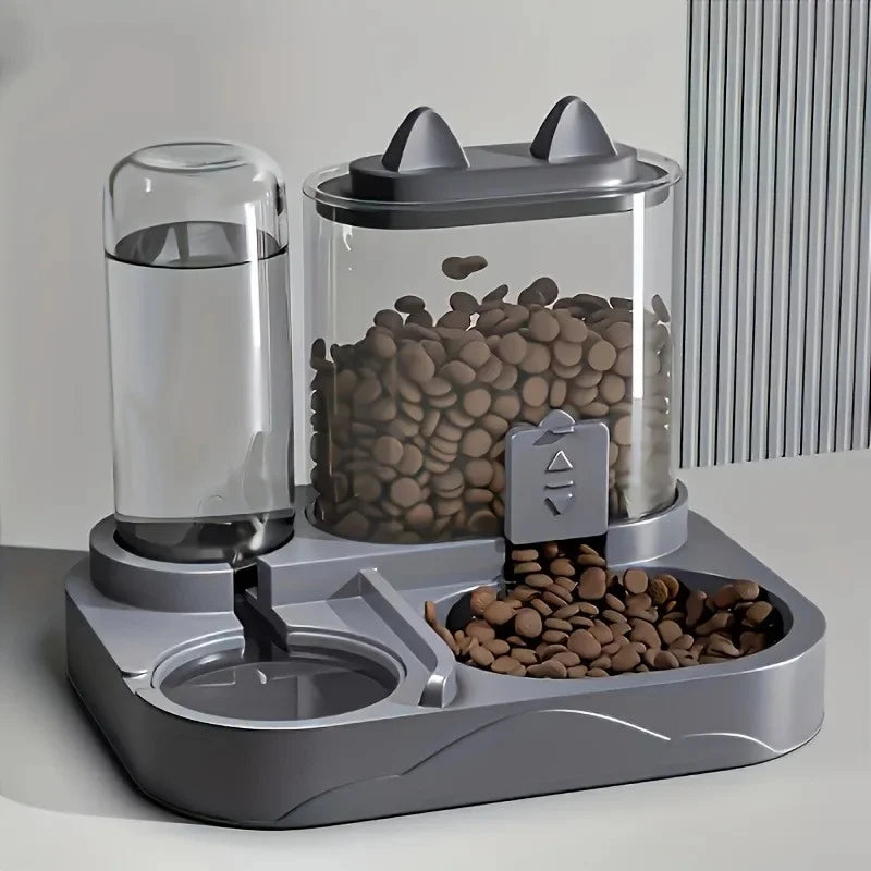 Gravity Cat Feeder and Water Dispenser, 2-in-1, No Battery