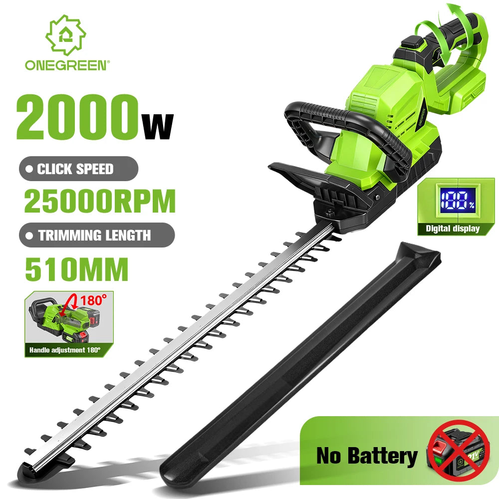 ONEGREEN Cordless Hedge Trimmer – Brushless Garden Pruning Tool Compatible with Makita Battery (Battery Not Included)