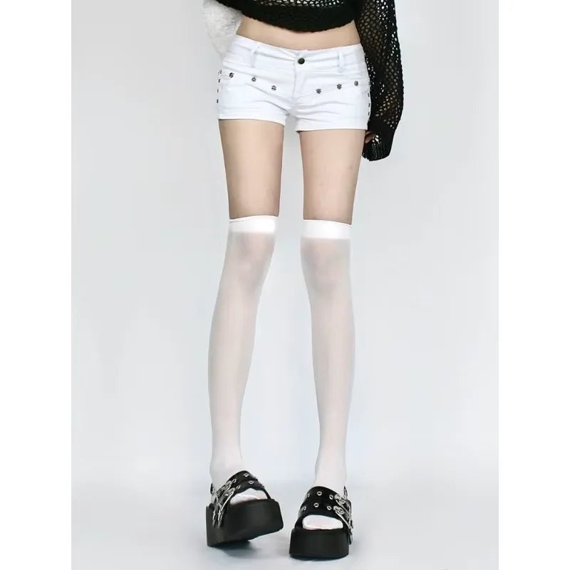 Women's Y2K Gyaru Harajuku Low Rise Denim Hot Pants – Vintage 2000s Jean Shorts Streetwear