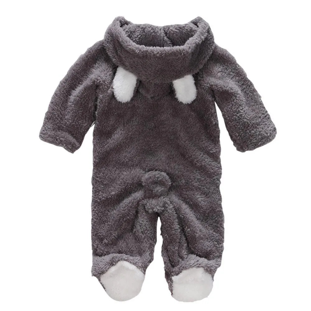 Cute Animal Fleece Baby Romper - Hooded Winter Onesie 0-12 Months - photo 10