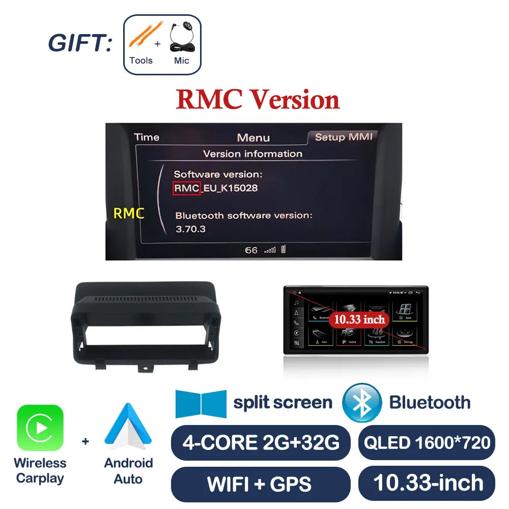 Car Stereo with Apple CarPlay & Android Auto, Compatible with Audi Q3 (2013-2018)