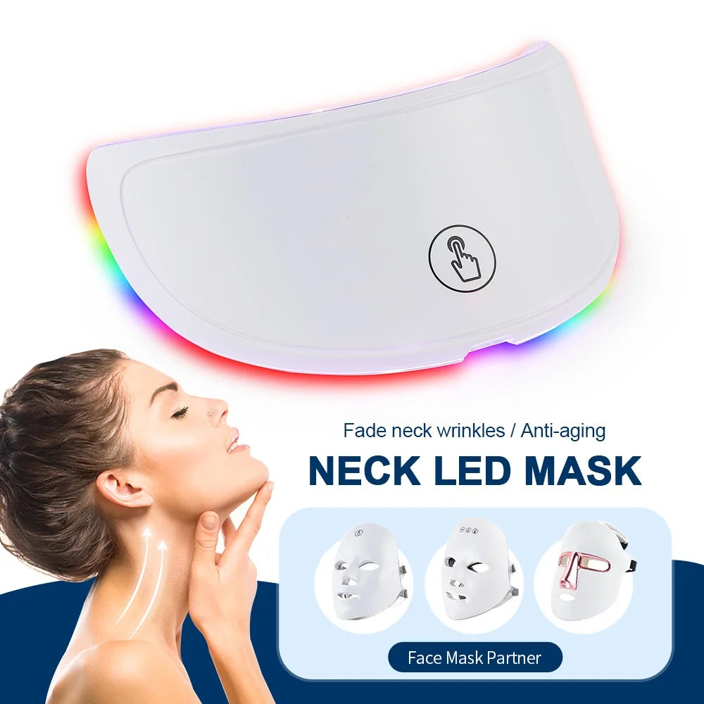 Face and Neck Beauty Machine LED Facial Mask Photon Neck Mask with 7 Colors Skin Care Massager, women