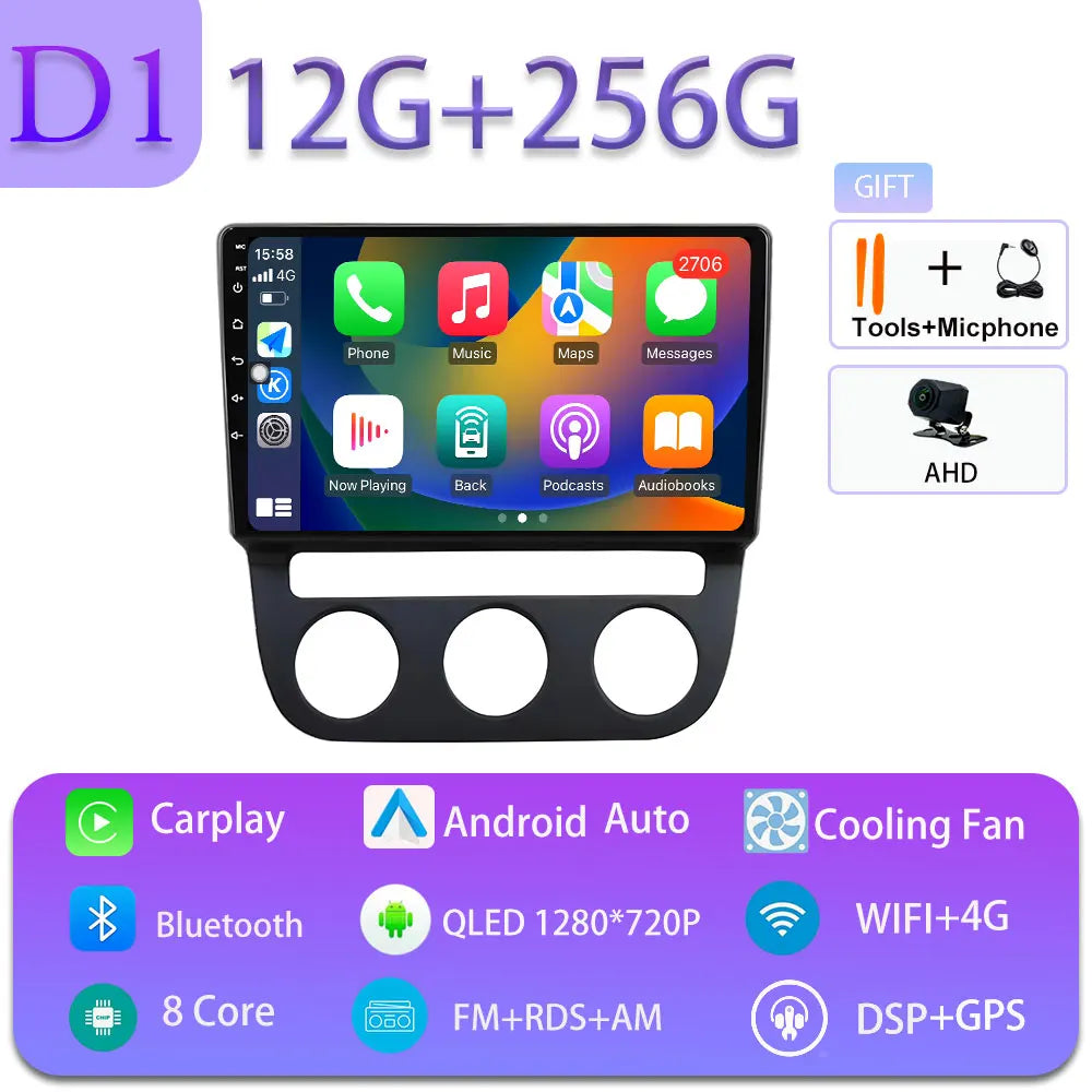 Android Car Stereo for VW Golf Mk5, Jetta GLI, Rabbit 1K (2006–2010) — CarPlay, Android Auto, GPS, 4G, WiFi