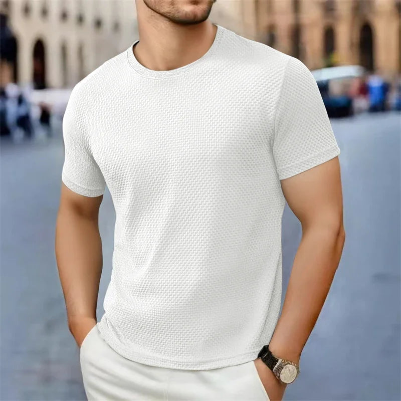 Men's Floral-Print Tee - O-Neck Short Sleeve, Breathable Summer