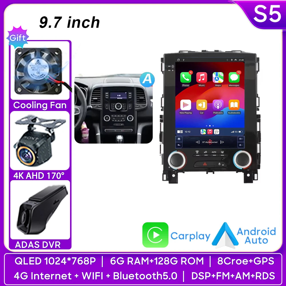 Car Stereo with Apple CarPlay & Android Auto, Compatible with Renault Koleos, Megane 4 & Talisman