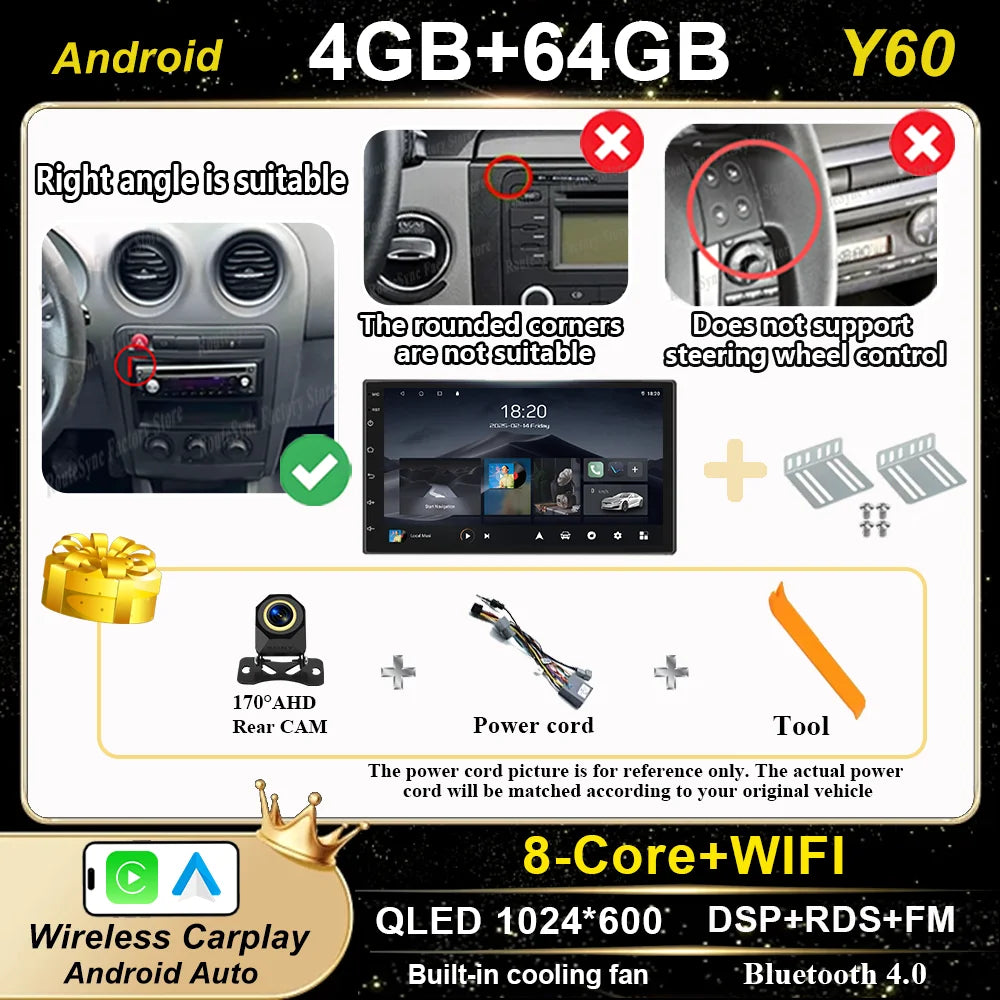 7" Car Stereo with Apple CarPlay & Android Auto, Compatible with Seat Ibiza (2000-2007)
