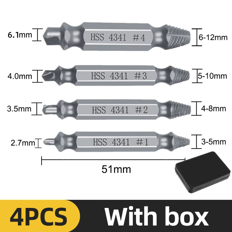 TOOLEYE Damaged Screw Extractor Set Center Drill Bit Set Woodworking Tools Broken Bolt Extractor Bolts Screws Remover Extractor