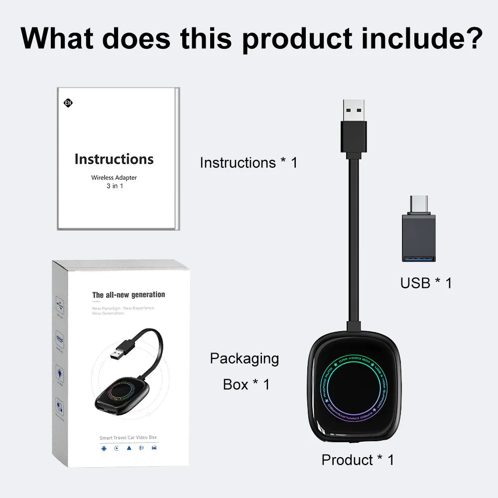 2 in 1 Wired to Wireless Carplay Android Auto Mini Box Dongle Wireless Carplay Adapter For Apple iPhone Android Phone Car play