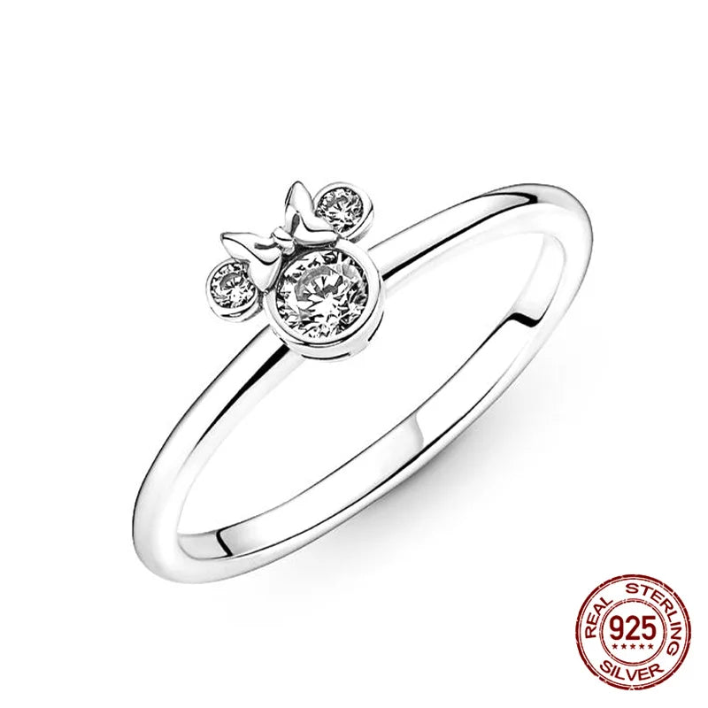 New in 925 Sterling Silver Sun and Moon Love Princess Zircon Oxide Enamel Heart Love Rings Fashion Fine Jewelry For Women Gifts