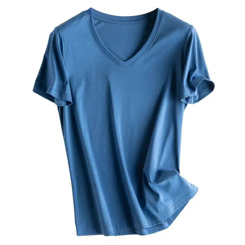 Women's Luxury Mulberry Silk Cotton T-Shirt – Loose Round Neck Short Sleeve Solid Basic Top