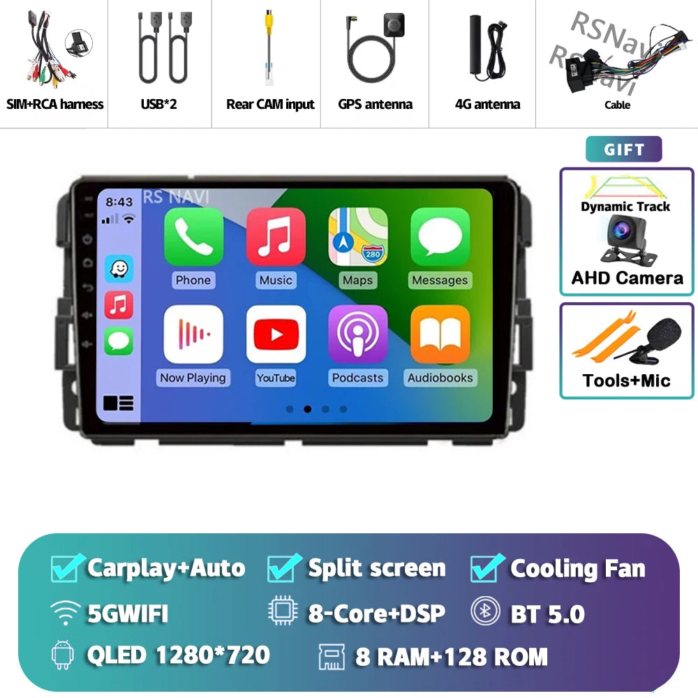 Android 16 Carplay Car Radio For Chevrolet Silverado Impala GMC Yukon Acadia Sierra Navigation GPS Multimedia Player stereo wifi