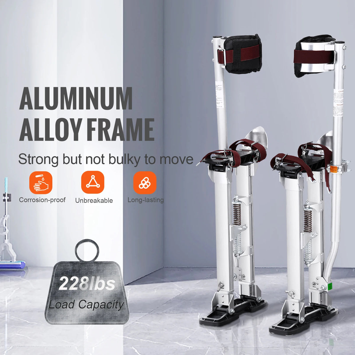 Adjustable Drywall Stilts 18-36in, Aluminium with Knee Pads