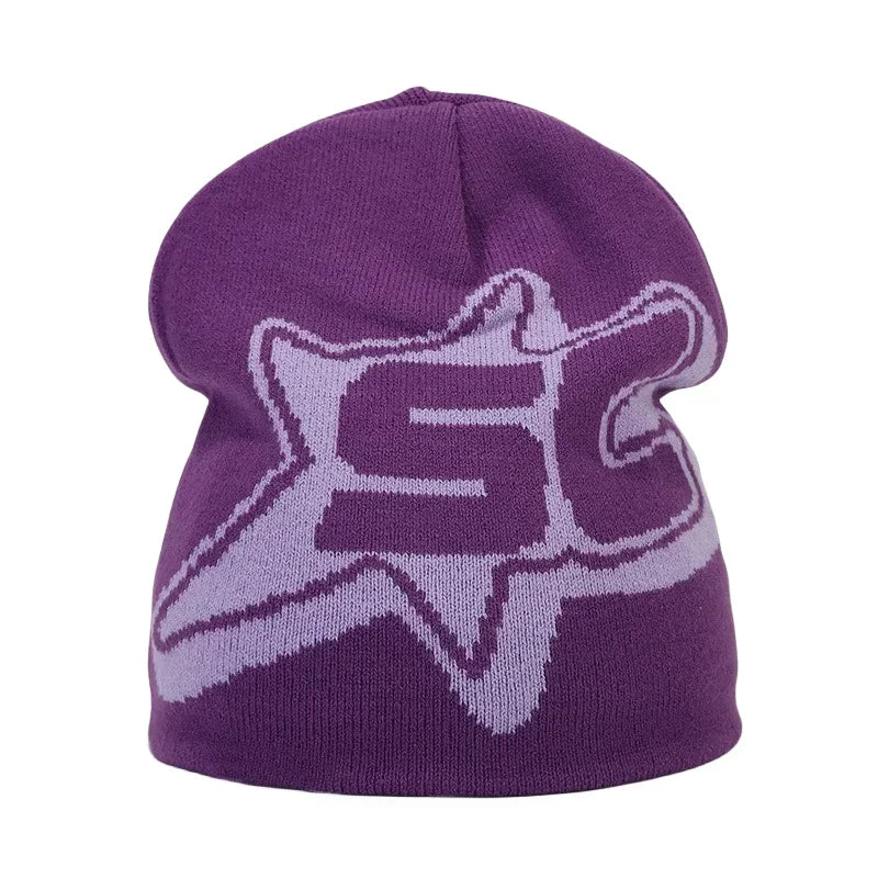 Y2K Letter Knit Beanie, Warm Ski Hat
