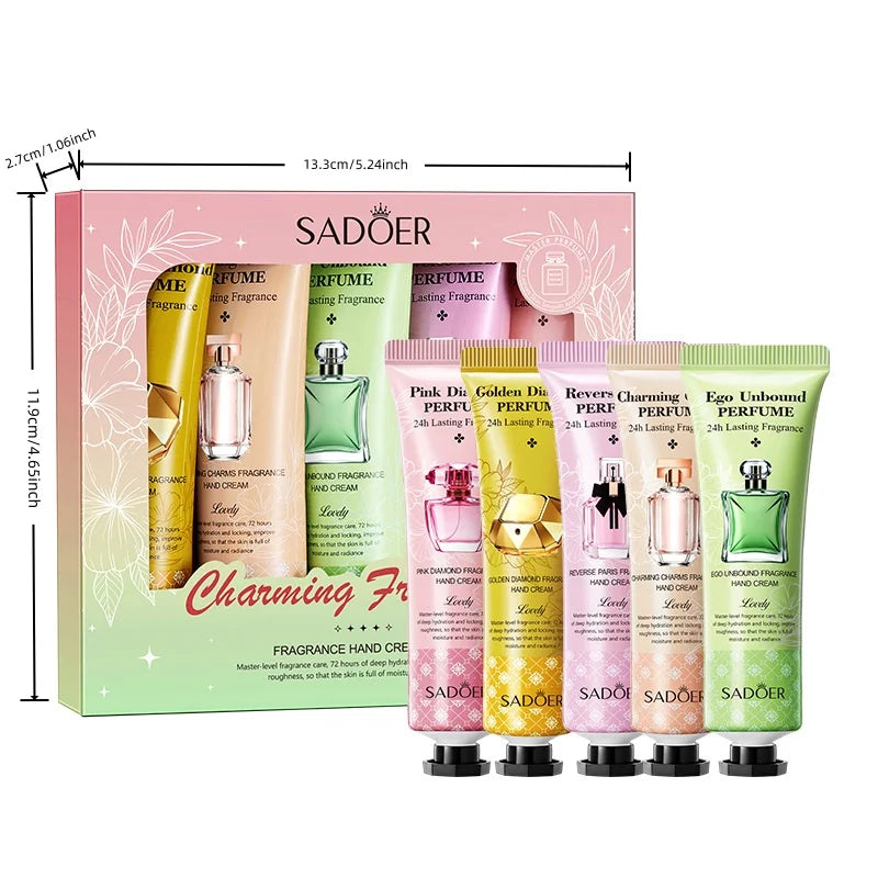 5-Piece Hand Cream Set, Five Styles to Choose from (Golden Diamond Fragrance Hand Cream 30g, Charming Charm Fragrance Hand Cream 30g, Unbounded Fragrance Hand Cream 30g, Paris Reverse Fragrance Hand Cream 30g, Pink Diamond Fr