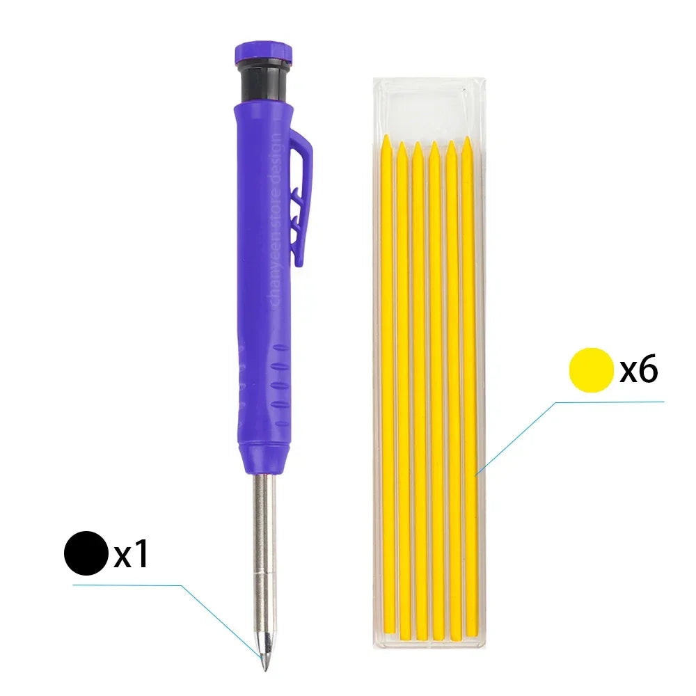 3Colors Refill 2.8mm Solid Carpenter Pencil Set Mechanical Pencil Cap Carpentry Marking Scriber Construction Woodworking Tools