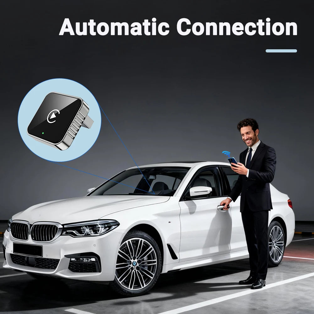 XUDA 2-in-1 Wireless CarPlay & Android Auto Adapter — Mini Smart Box, Dual-Band WiFi, Plug and Play