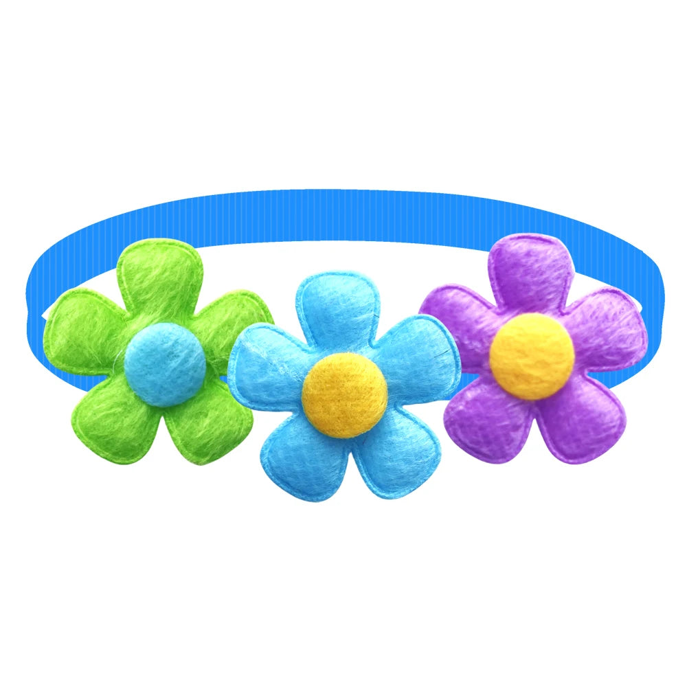 50/100pcs Colorful Flower Dog Bow Ties Beautiful Pet Dog Cat Bowties Collar Fashion Cute Pet Accessories For Small Dogs