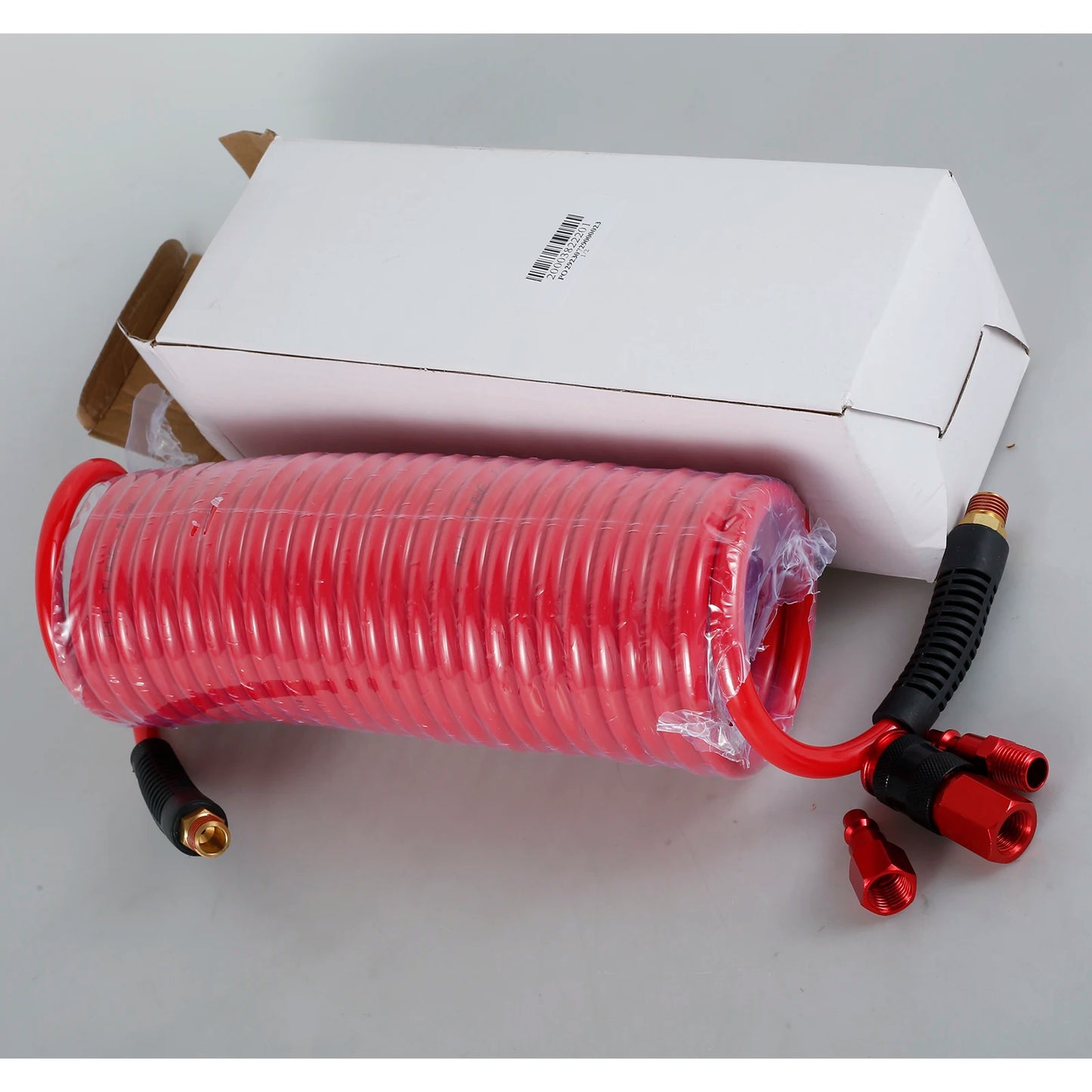 25FT Air Compressor Hoses with Coupler and I/M Plug Sturdy Flexible PU Recoil Air Hose Reliable Anti Kink Tool Accessory 300 PSI