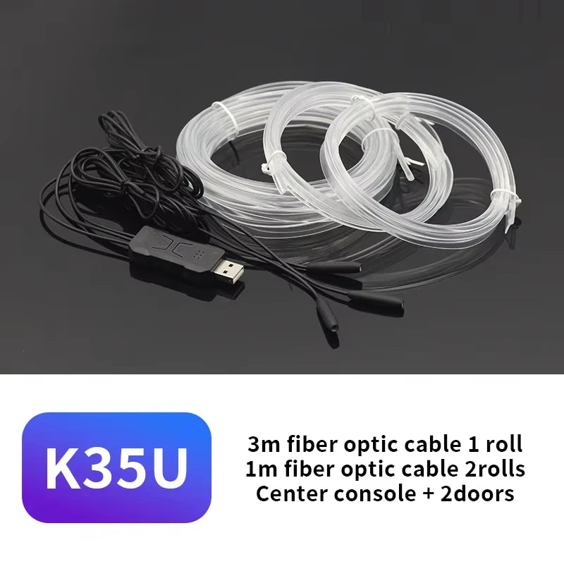 RGB Fiber Optic Car Ambient Light Strip with Music Sync (2-5m)