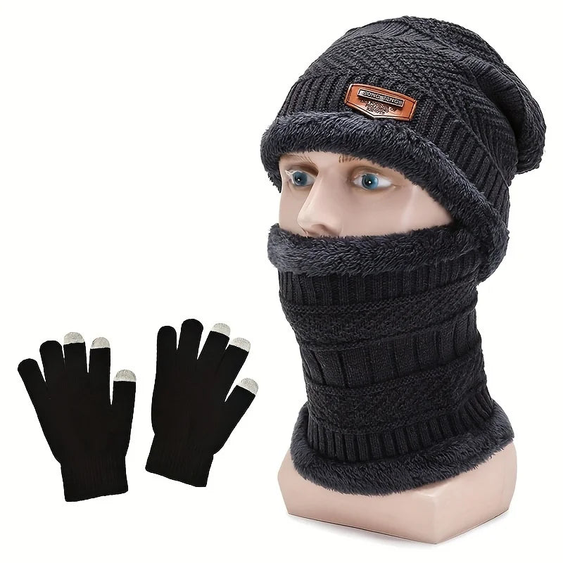 Unisex Knit Skull Cap, Scarf & Touchscreen Gloves - Winter Set - photo 7