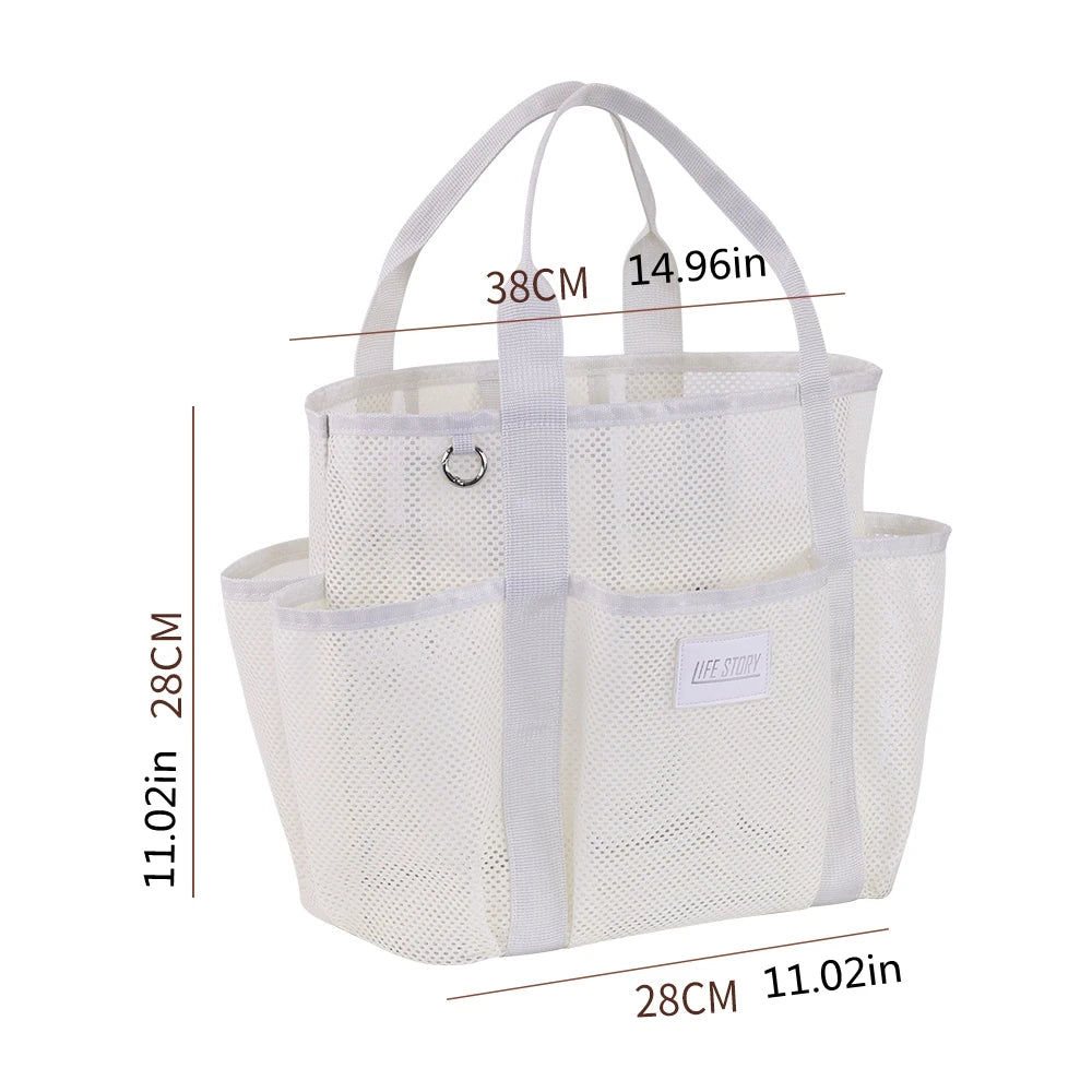 1pc Multi functional Multi pocket Mesh Beach Bag Fitness Sports Storage Bag Seaside Swimsuit Bag Drainage Handheld Swimming Bag