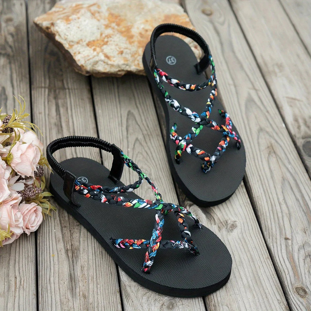Women's Lightweight Large Size Beach Sandals – Round Toe Fish Mouth Casual Summer Sandals | Plus Sizes