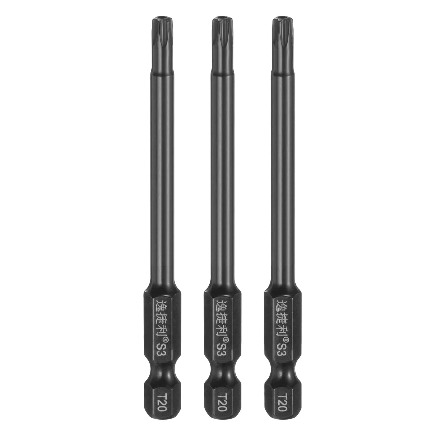 3pcs T6 T7 T8 T9 T10 T15 T20 T25 T27 T30 T40 Torx Screwdriver Bit 1/4" Hex Shank 75mm/100mm Magnetic Tamper Proof Star Hex Bits
