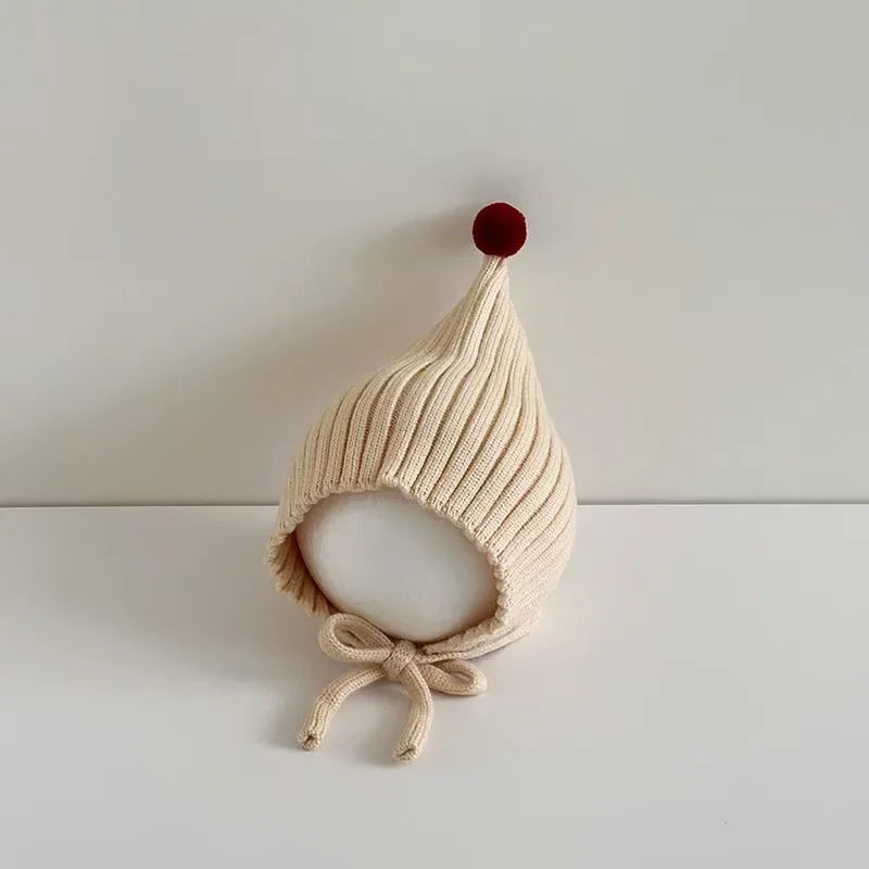 Baby Elf Hat with Ear Flaps - Knit Pom Pom Beanie 0-24 Months - photo 9