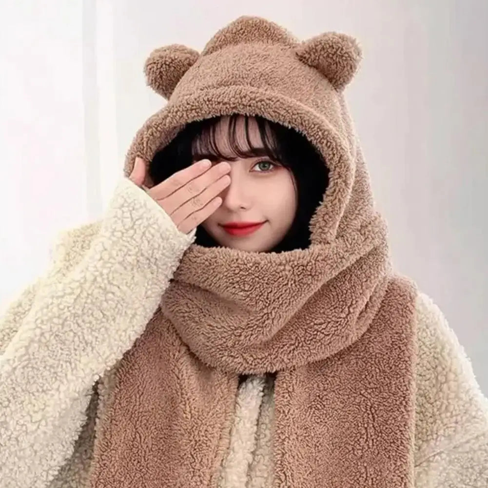 Bear Ear Hooded Scarf, Mitten and Hat Set - 3-Piece Winter Set - photo 5