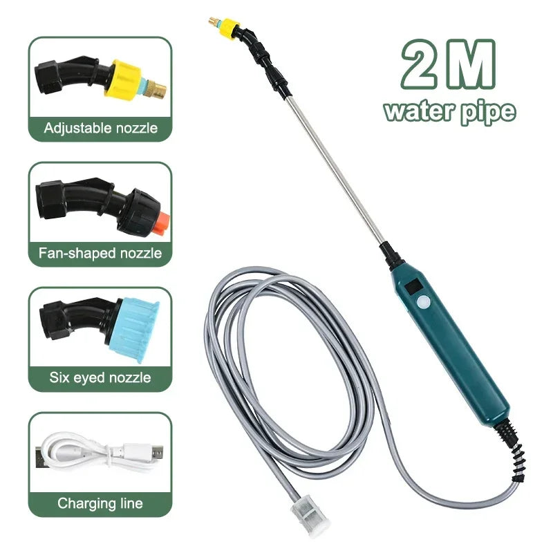 2400mAh High Pressure Electric Garden Sprayer Portable Plant Watering Tool With 3 Mist Nozzles For Lawn Crop Irrigation