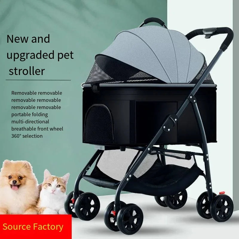 3-in-1 Folding Pet Stroller - Lightweight Travel Cart for Dogs – photo 2