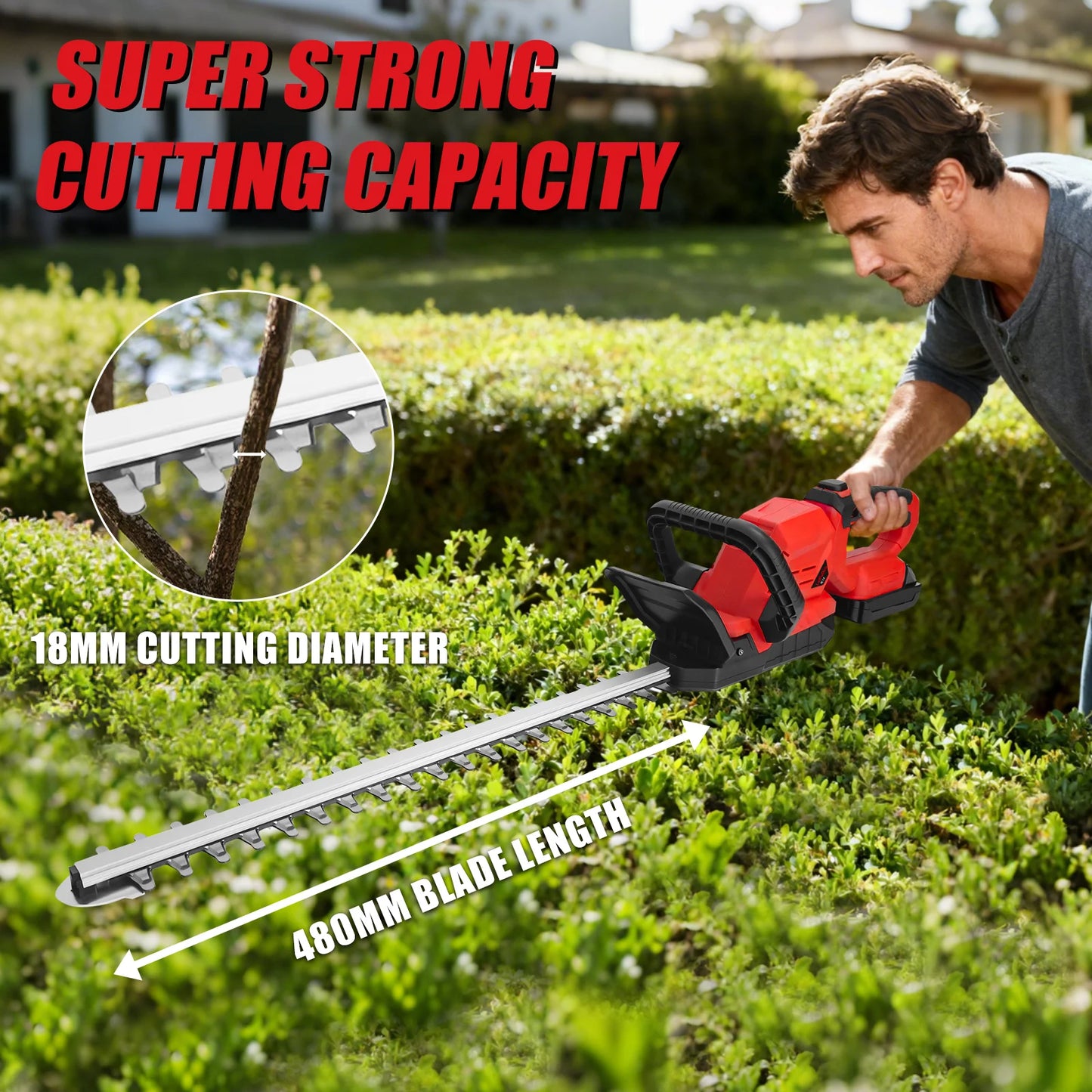 Brushless Cordless Hedge Trimmer 3000RPM – Compatible with Milwaukee 18V Battery (Battery Not Included)