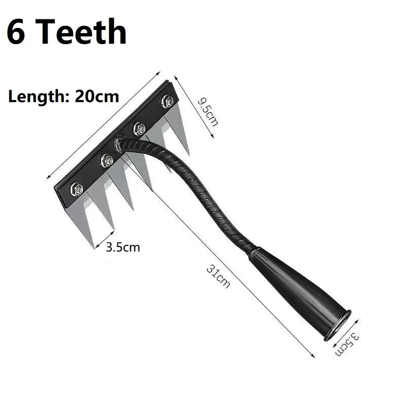 8/7/6/5teeth Garden Weeding Rake Heavy Duty Metal Gardening Hoe Weeding Rake Farm Tool for Gardening Weeding Loosening Soil Rake