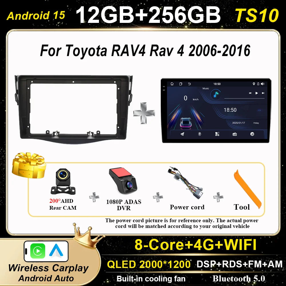 Android Auto Car Radio For Toyota RAV4 Rav 4 2006-2016 Navigation Player Multimedia Carplay Touch Screen 2Din Stereo Head Unit
