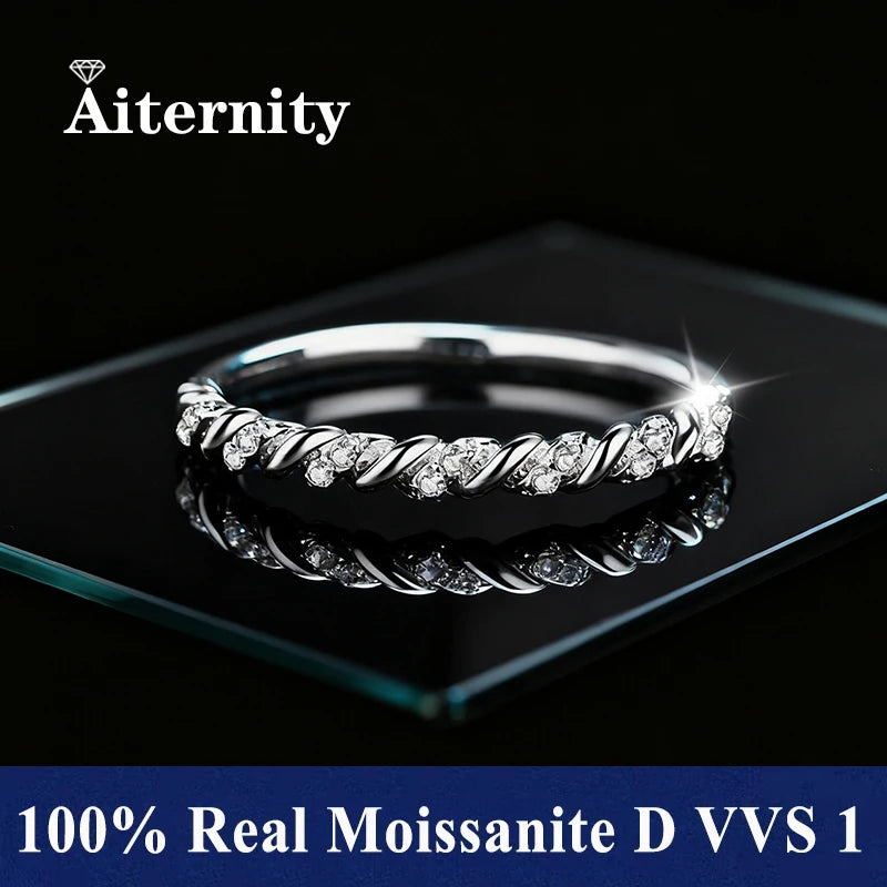 Moissanite V-Shape Ring – 925 Silver Engagement Band
