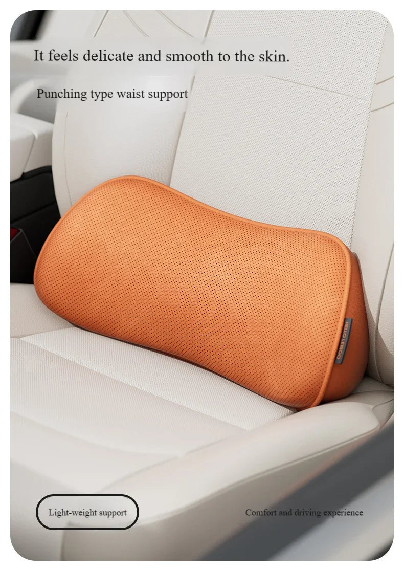 Car Seat Memory Foam Lumbar Support Pillow – Breathable Back Protector for Car & Office Chair