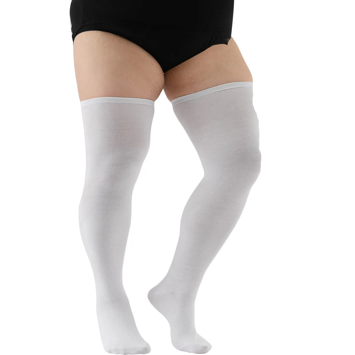 Women's Plus Size Striped Thigh High Socks