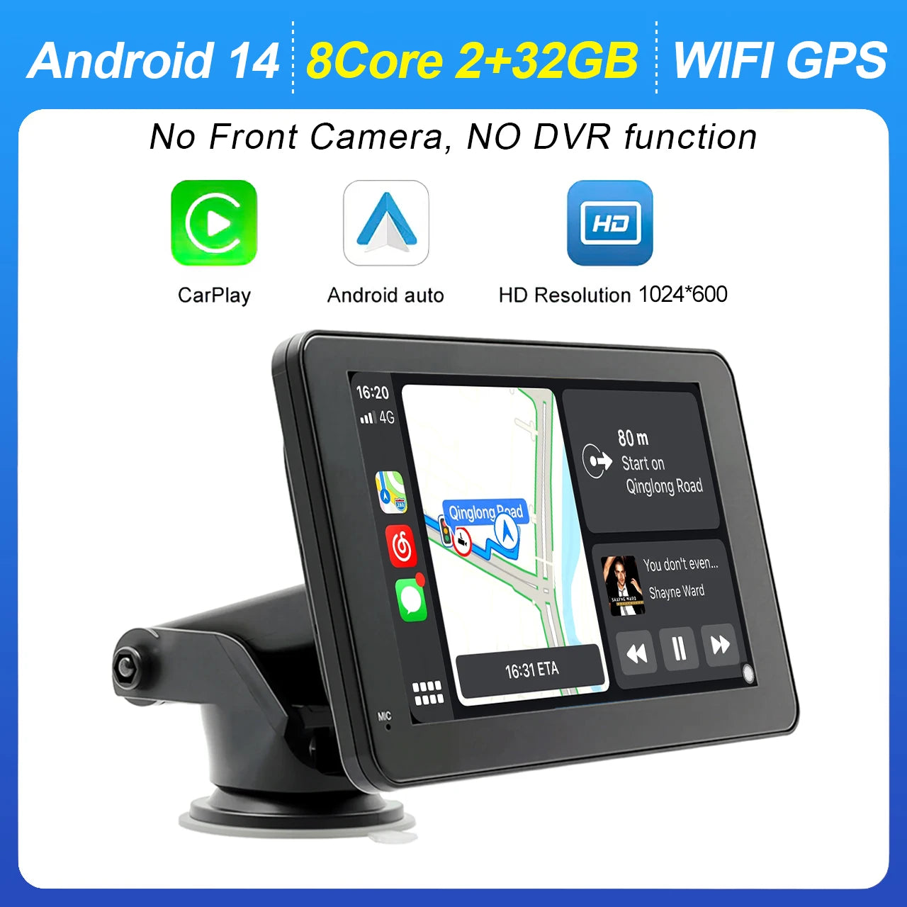 7" Universal Car Stereo with Apple CarPlay & Android Auto (with Rear Camera)