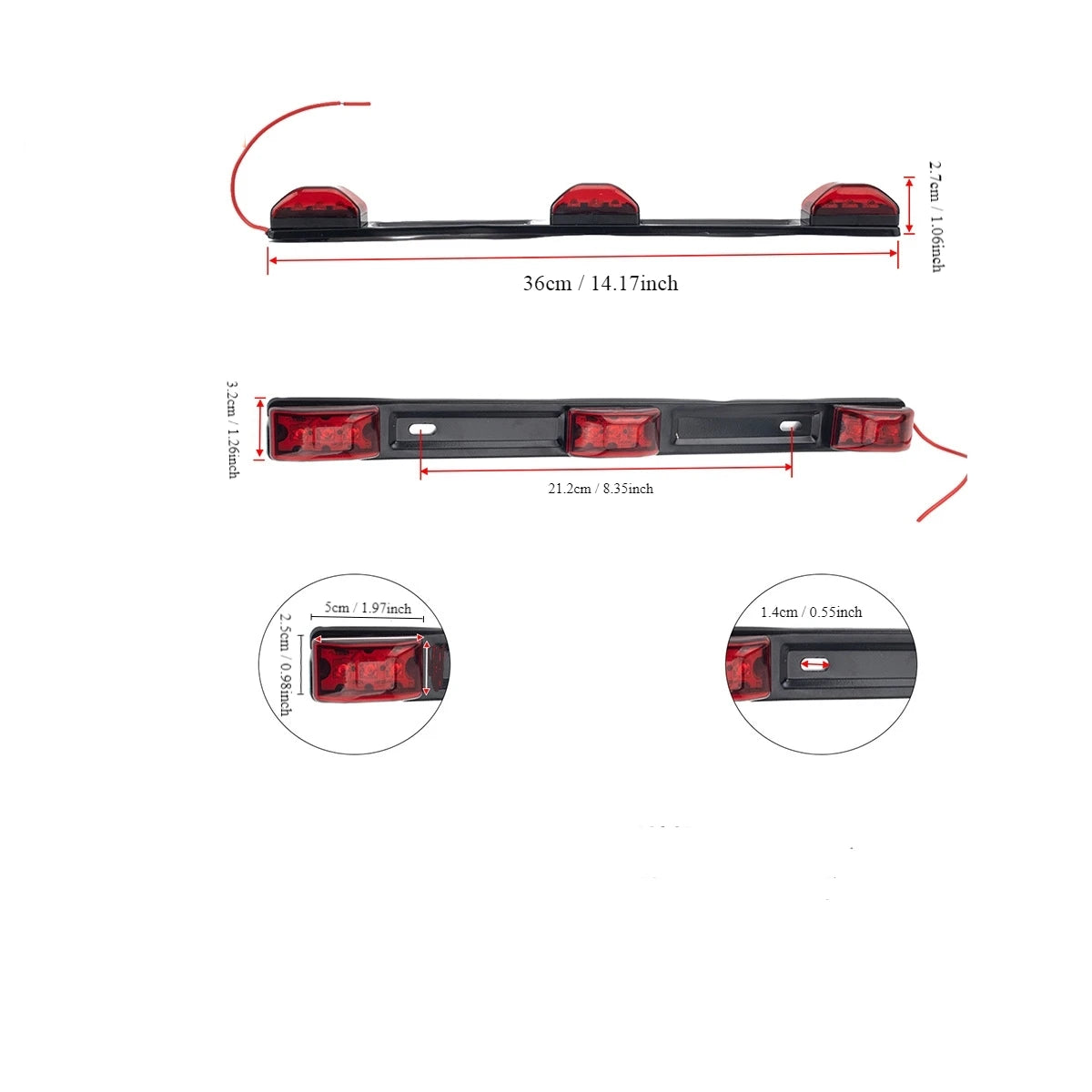 14" Red LED Identification Light Bar - Dodge RAM 1500/2500/3500