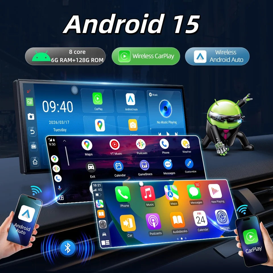 Imagebon P70 Plus Android 15 11.4" 6+128G Dual WiFi Wireless CarPlay & Android Auto Dash Cam Smart Split-Screen Google Play DVR