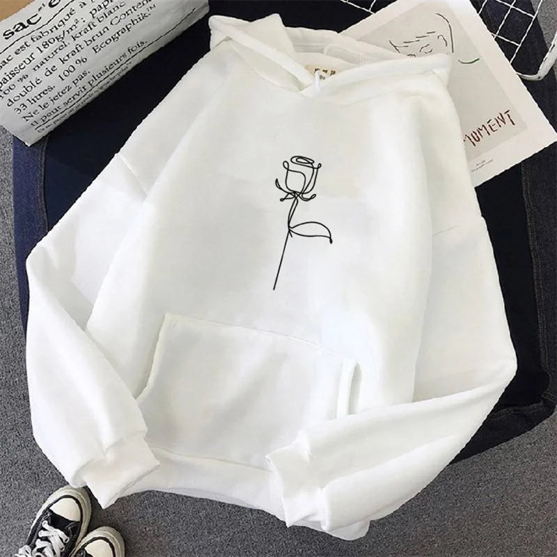 Women's Flower Print Hoodie - Thick Pullover Sweatshirt - photo 5