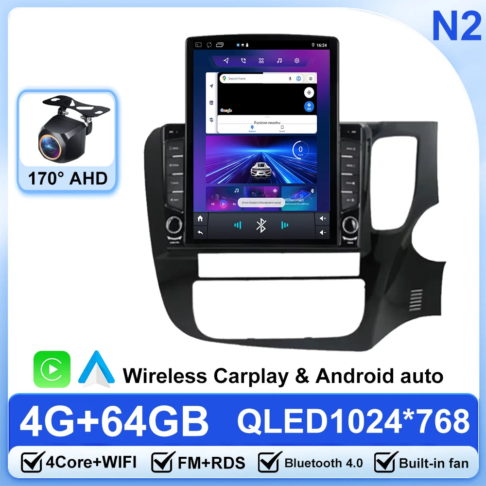 9.7 Android14 For Mitsubishi Outlander 3 XL RHD 2012-2025 Car Radio Car Multimedia Video Player 2Din Carplay Auto Stereo DVD CAM