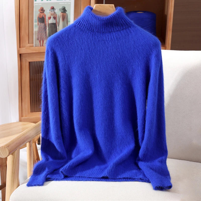 Women's High Collar Knit Sweater, Thick Pullover