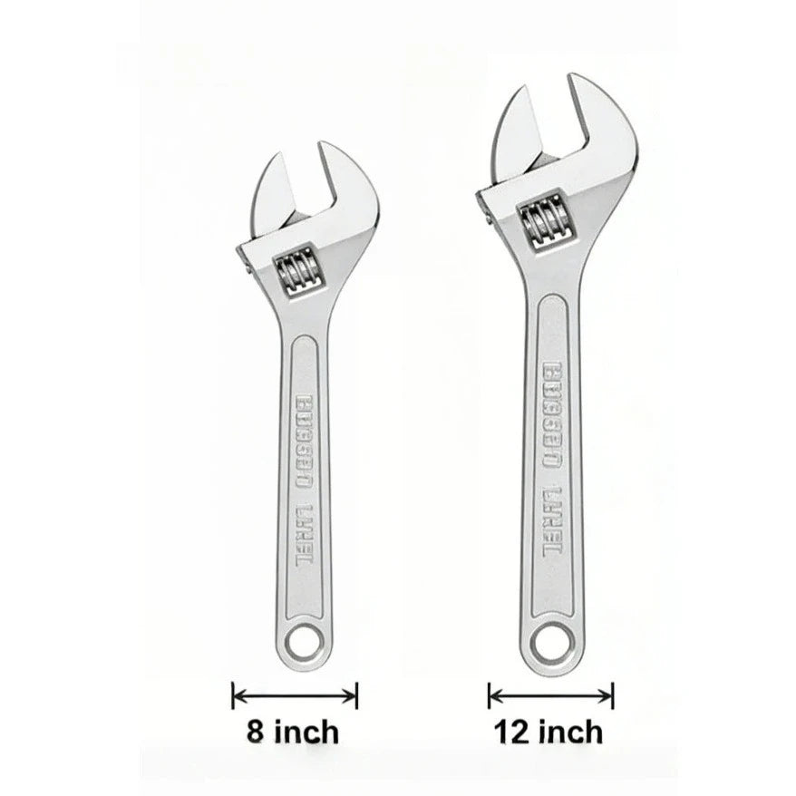 Openin Long Handle Universal Spanner  Adjustable Wrench Large Clamp Steel Mechanical Workshop Hand Repair Tools 6/8/10/12 inchs