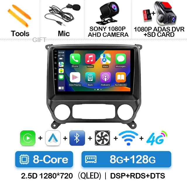 Car Radio Android 15 For Chevrolet Silverado GMC Sierra 2014 2015 2016 2017 2018 5G WIFI Viedo Player DSP Wireless RDS QLED IPS