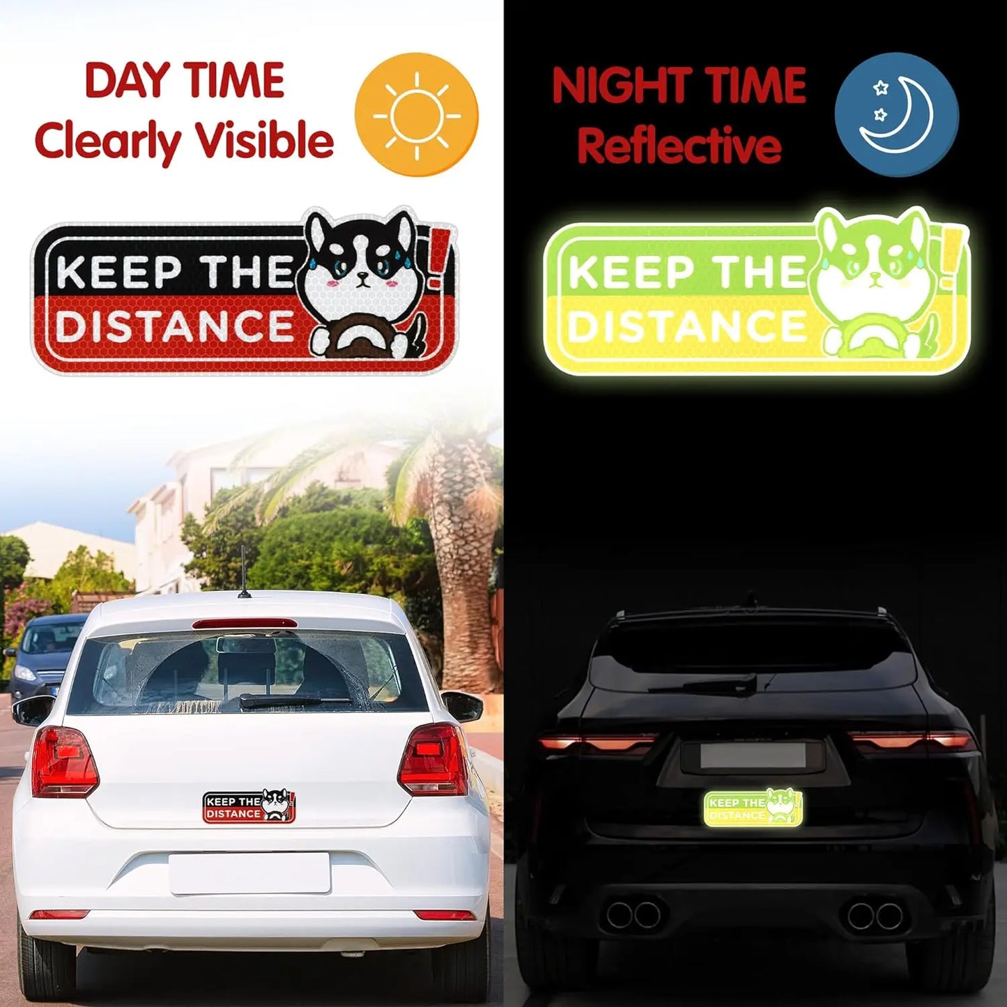 Cartoon Cat Student Driver Car Magnet – Cute Reflective New Driver Safety Bumper Sticker (Reusable)
