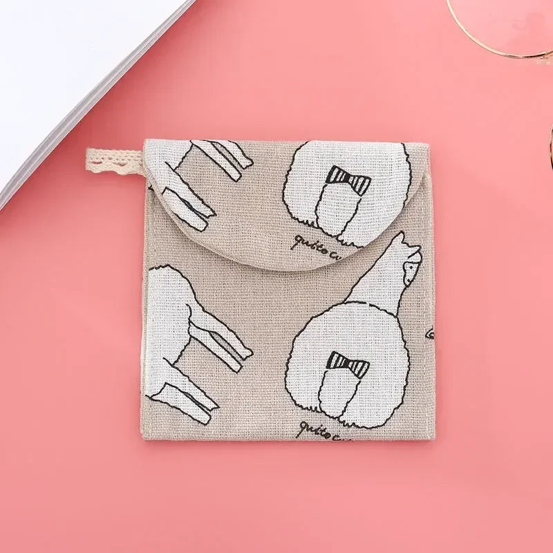Portable Sanitary Napkin Storage Bag Women Cosmetic Organizer Girls Ladies Cute Coin Card Sanitary Pad Pouch Small Cosmetic Bag