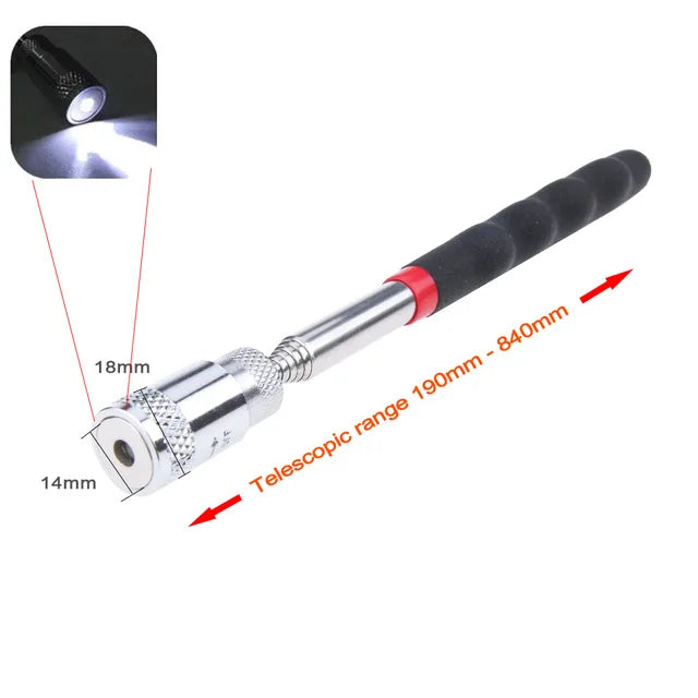 Telescopic Adjustable Magnetic Pick-Up Tools Magnetic Telescopic Magnet Grip Long Pen Telescopic Magnet Stick with LED Light