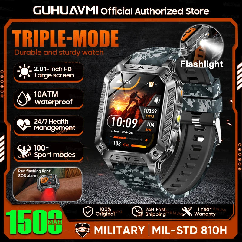 Rugged Smart Watch — 1500mAh, 10ATM Waterproof, BT Calling