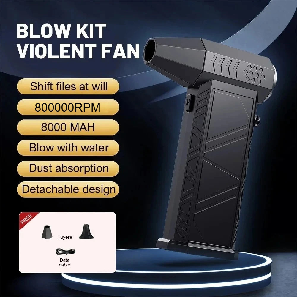 800000RPM New X9 Turbo Fan Upgrade Rechargeable Blower Brushless Air Blower Violent Fan Portable Dust Blower Electric Dryer